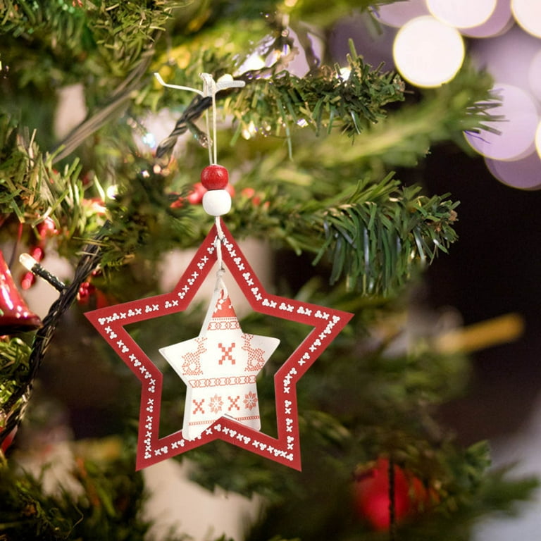 Original Hand Painted Christmas Ornaments, Christmas Star, Tree, Wooden  Christmas Decorations, Unique Handcrafted Wooden Ornaments 