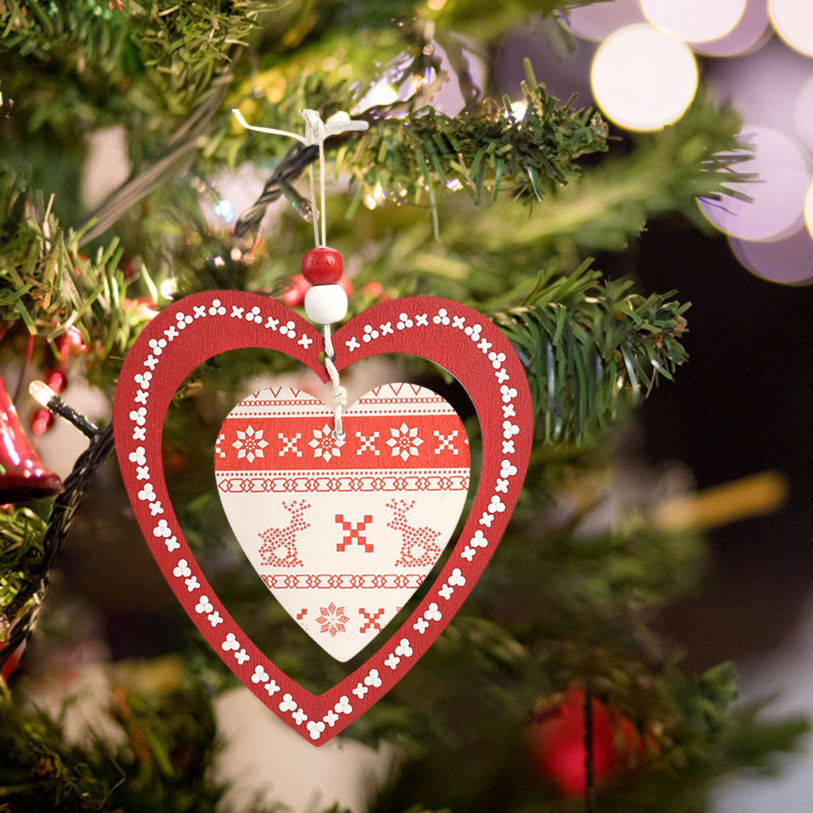 Handmade Fabric Christmas Heart Decorations - Xmas tree decorations - Red  Rustic