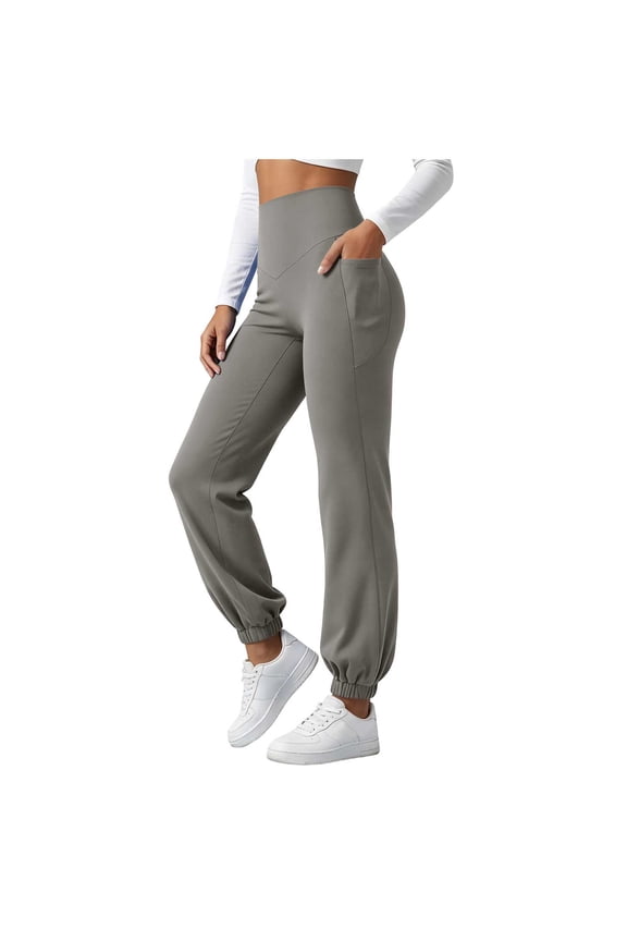 Yoga Pants for Women High Waisted Moisture Wicking Tapered Trousers Lightweight Soft Fit Comfy Stretch Casual Work Slacks Gray S