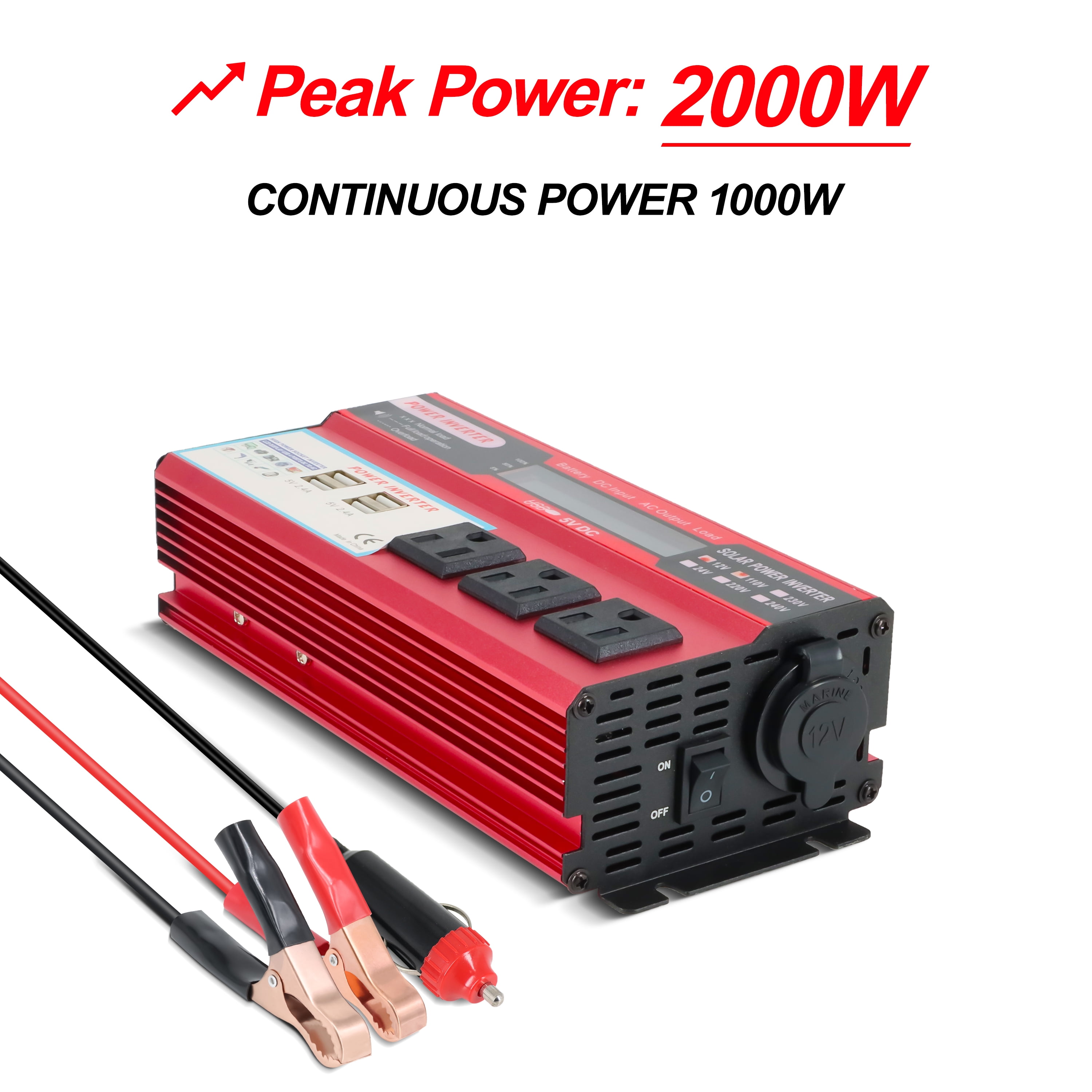  Car Power Inverter, 12V to 110V / 220V Converter, 3000W Power  Inverter Pure Sine, USB 2.1A Charging Ports, Charge Your Laptop Smart Phone  Tablet Consoles & More, Durable Aluminum Body 