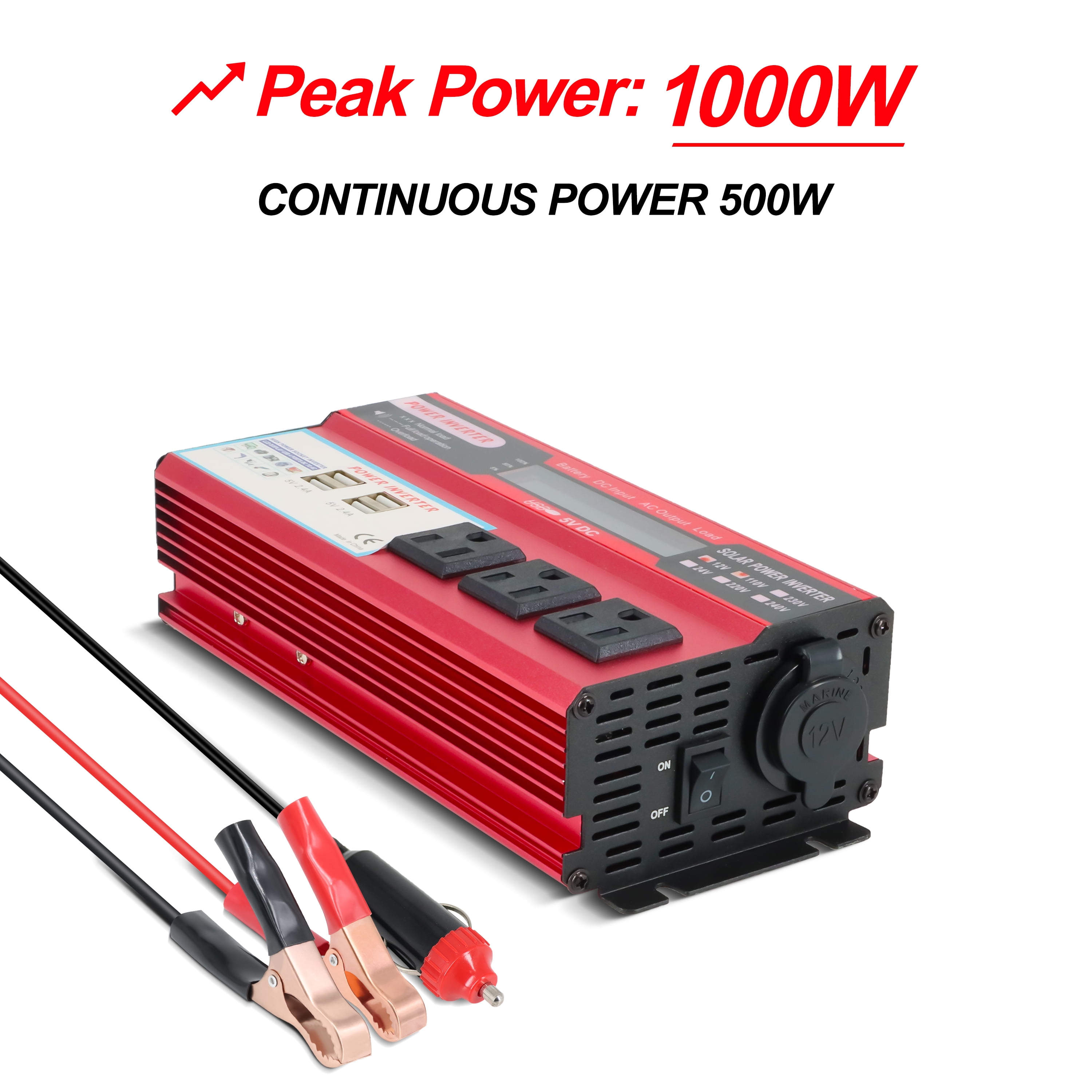 revolt Kfz-Spannungswandler mit 500 Watt, 230 Volt, USB, Peakpower