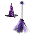 thumbnail image 1 of Yyuenw 1 Set of Halloween Party Witch Hat Broom Kit, Wizard Hat and Broom for Kids, Halloween Costume Cosplay Props, Halloween Decorations, 1 of 4