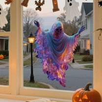 Yyuenw 1 Sheet Halloween Ghost Window Clings for Glass Windows Cute Little Ghost Double Sided Window Stickers Halloween Window Clings for School Home Office Decoration Party Supplies
