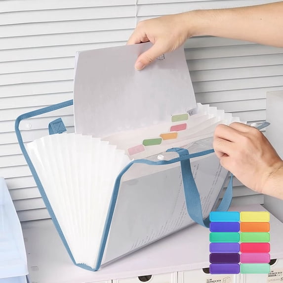 Yyuenw 13 Pockets Accordion File Organizer with Durable Handle, Large Capacity File Test Paper Storage Bag, Portable Paper Organizer, Expandable Plastic Document Organizer for Travel School Office