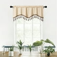 thumbnail image 1 of Yyuenw 1pcs 60x15-Inch Elegant Patterned Rod Pocket Curtains with Tassel Fringe - Decorative Short Window Panels for Kitchen & Bathroom, 1 of 6