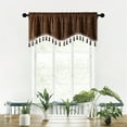 thumbnail image 1 of Yyuenw 1pcs 60x15-Inch Elegant Patterned Rod Pocket Curtains with Tassel Fringe - Decorative Short Window Panels for Kitchen & Bathroom, 1 of 6
