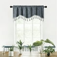 thumbnail image 1 of Yyuenw 1pcs 60x15-Inch Stylish Fringed Short Window Curtains - Patterned Rod Pocket Drapes for Home Living Room & Bedroom Decor, 1 of 6