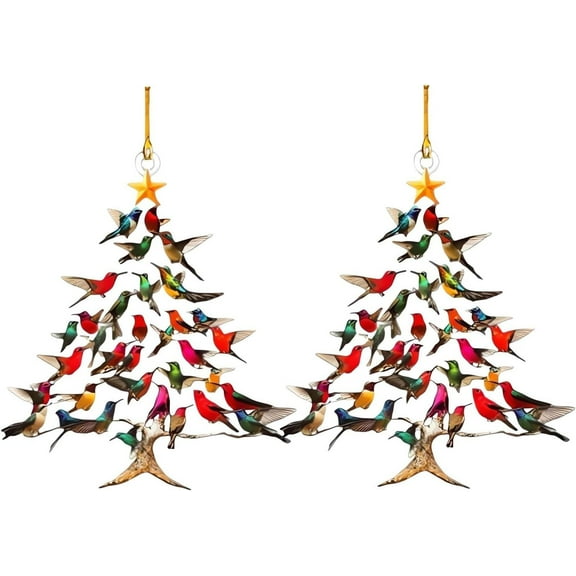 Yyuenw 2/3 Pcs Hummingbird Christmas Ornament, Acrylic Colorful Stack Hummingbird Ornaments, Winter Hummingbirds Home Decoration for Bird Lovers