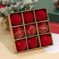 thumbnail image 1 of Yyuenw 2.36inch Burgundy Velvet Christmas Ornaments Balls Flocked Christmas Tree 9PCS Plastic Balls Xmas Hanging Ornaments Decoration, 1 of 9