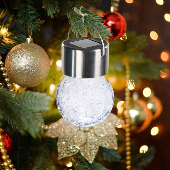 Clearance Under $5!Yyuenw 2 Pcs Solar Outdoor Lights, Decorative Cracked Glass LED Ball Lights Waterproof Tree Solar Powered Globe Lights with Handle for Garden Yard Patio Fence Christmas Decoration