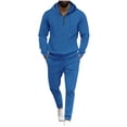 thumbnail image 1 of Chiccall 2 Piece Sets for Men Quarter Zip Long Sleeve Hoodie Elastic Waist Drawstring Sweatpants with Pocket Fashion Casual Athletic Sets, 1 of 6