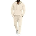 thumbnail image 1 of Chiccall 2 Piece Sets for Men Quarter Zip Long Sleeve Hoodie Elastic Waist Drawstring Sweatpants with Pocket Fashion Casual Athletic Sets, 1 of 6
