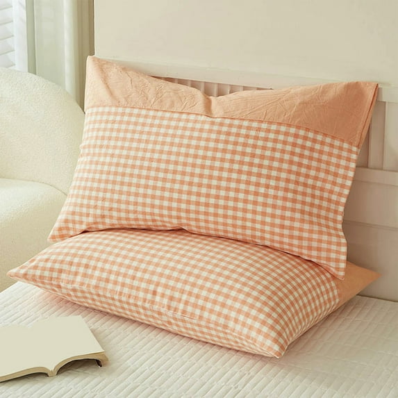 Up to 65 off!Yyuenw 20"x30"Sage Orange White Plaid Ruffles Pillow Shams Checkered Pillowcases Gingham Queen Size Pillow Cases Washed Cotton Farmhouse Cottage Pillow Covers for Bed/Sofa
