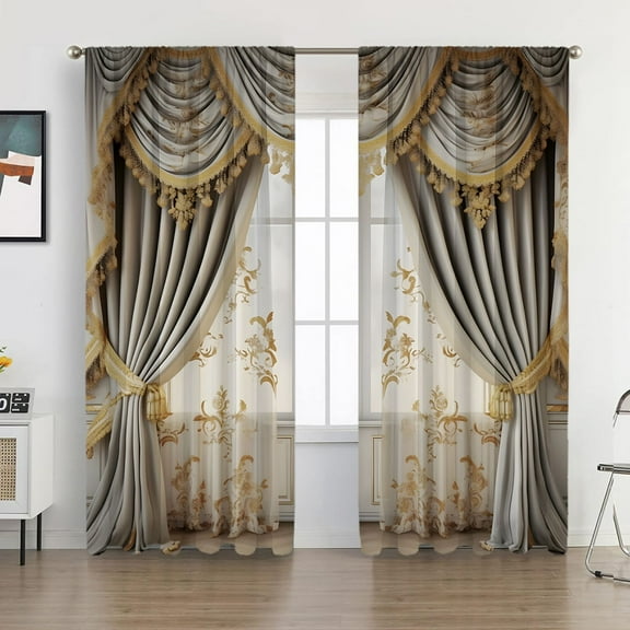 Yyuenw 2PCS 65x59-Inch European Curtains And Drapes Christmas Series Curtains Factory Sent Digital Printing Curtains