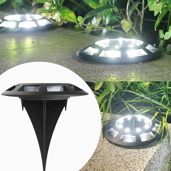 Yyuenw 2Pcs Solar Ground Light, 8 Main Lights + 8 Side Lights, Upgraded Bright Plug In Outdoor Solar Powered Light for Walkway, Garden, and Yard