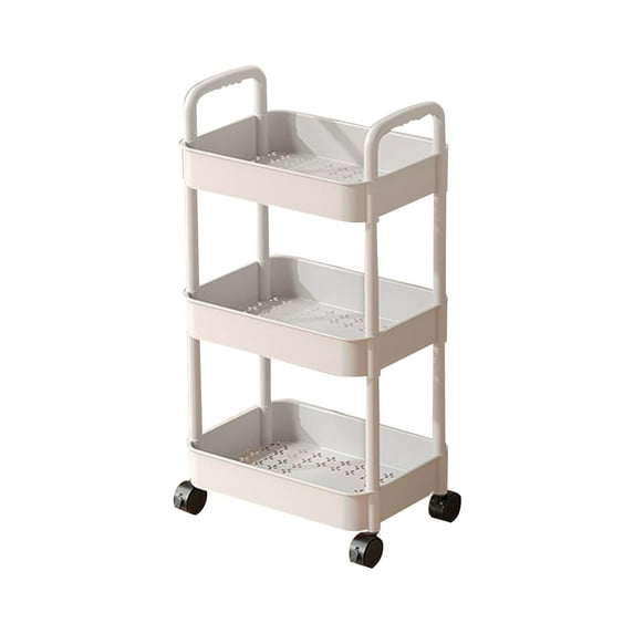 Yyuenw 3-Tier Plastic Rolling Utility Cart with Handle,Movable Storage Organizer with Wheels,Multi-Functional Storage Trolley for Office,Living Room,Kitchen