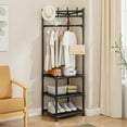 thumbnail image 1 of Yyuenw 3-in-1 Entryway Hall Tree with 2 Storage Shelves Coat Rack Freestanding Closet Organizer with Shoe Bench, Shoe Storage Rack, Hutch and 4 Hooks,Christmas Gift for home, 1 of 5
