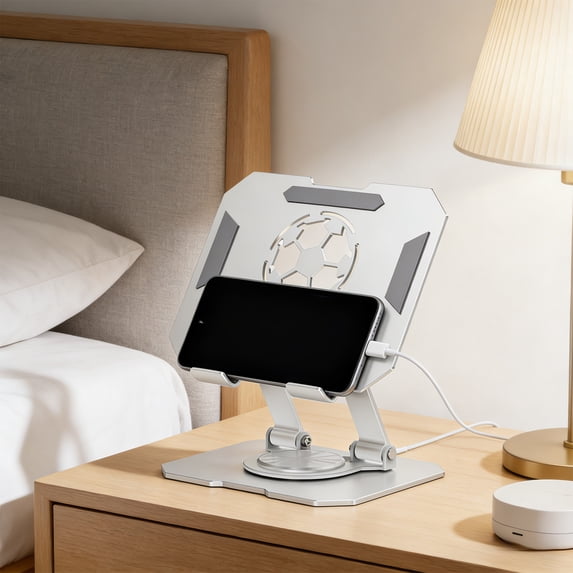 Yyuenw 360°Adjustable Metal Tablet Stand - Foldable Multi-Angle Holder for Phone & Tablet with Wide Support Panel