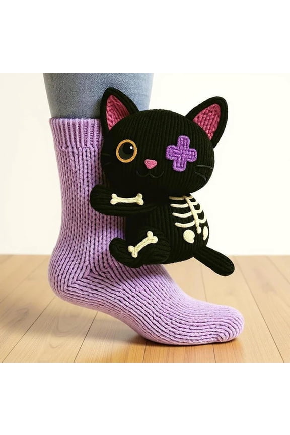 Yyuenw 3D Knit Animal Sloth Socks for Women Christmas Socks Gifts Winter Warm Fluffy Soft Slipper Home Sleeping Cute Animal Hug Crew Sock