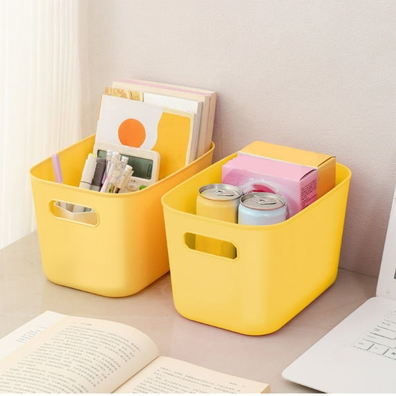 Up to 65 off!Yyuenw 4 Pieces Plastic Storage Bins with Handle,Plastic Storage Basket Organizing Container Stackable Box with Handle for Shelves Desktop Playroom Office