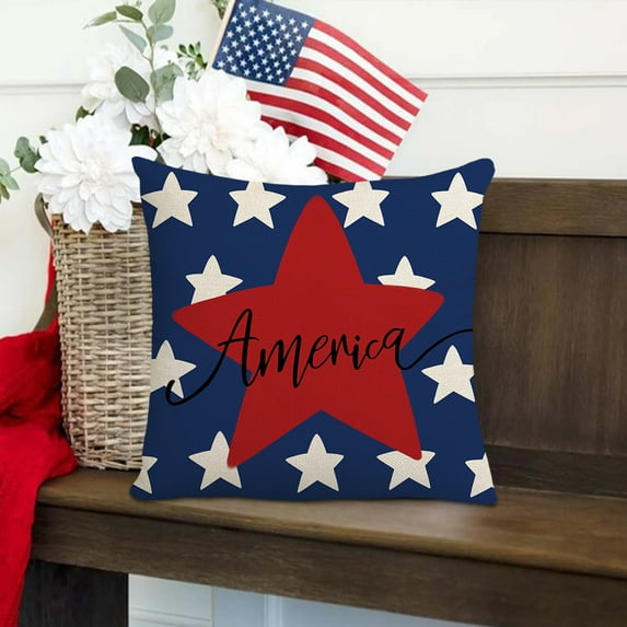 Clearance Under $5!Yyuenw 4Th of July Decorations Patriotic Pillow Covers 18X18 Independence Day Pillowcase Home Sofa Linen Pillowcase Independence Day Love Star Letter Print Red