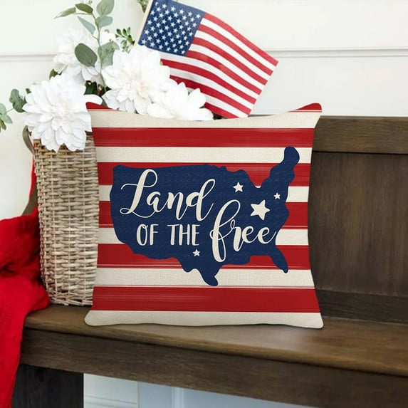 Clearance Under $5!Yyuenw 4Th of July Decorations Patriotic Pillow Covers 18X18 Independence Day Pillowcase Home Sofa Linen Pillowcase Independence Day Love Star Letter Print Red