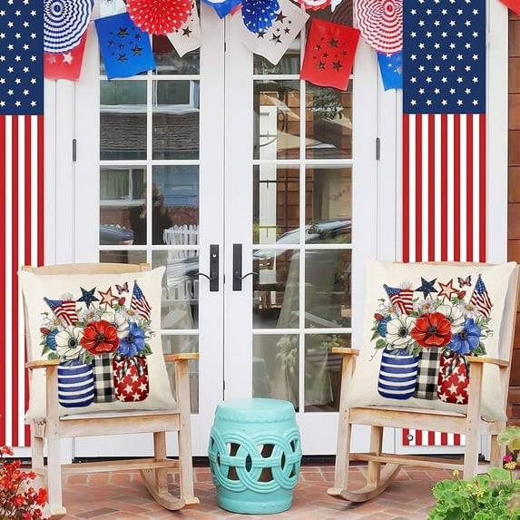 Clearance Under $5!Yyuenw 4Th of July Decorations Patriotic Pillow Covers 18X18 Star Flag Patriotics Cushion Covers 4th of July Decor for for Sofa Bedroom Home Decor