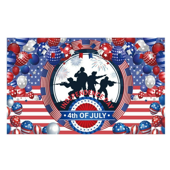 Clearance Under $5!Yyuenw 4th of July Banner Decorations, 70.8x43.3 inches Backdrop Happy 4th of July Independence Day Firework Balloons Party Supplies, Memorial Day Decorations