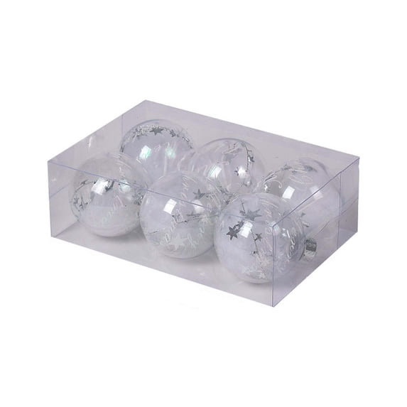 Yyuenw 6 Pack Clear Christmas Ball Ornaments, Shatterproof Transparent Plastic Baubles Filled with Star Confetti, Hanging Decor for Xmas Tree Wedding Party
