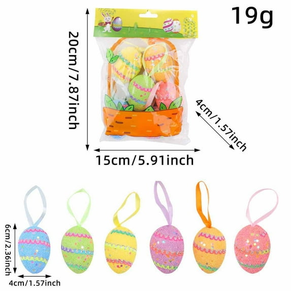 Clearance Under $5!Yyuenw 6 pcs Easter Eggs Crafts for Kids Colorful Decor Kids Toys Kids Playset Kid Toy Easter Toys for Kids Garland Decor Hanging Easter Egg Pack Child Foam Manual
