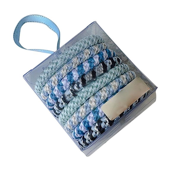 Yyuenw 8 Pcs Mixed Colour Braided Hair Ties Soft Elastic Hair Bands Rope Stretchy Thick Hair Bobbles Bracelets No Damage Hair Styling Elastics Colourful Woven Ponytail Holders with Storage Case
