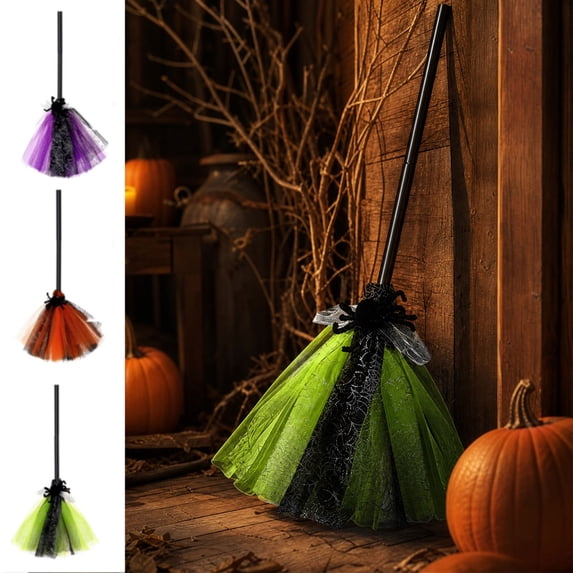 Yyuenw Adult Witch Broom Halloween Costume Accessory, 36 Inch Classic Broomstick Prop for Party Decor