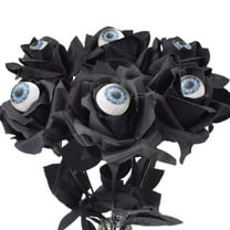 Yyuenw Artificial Halloween Flowers - Halloween Floral Centerpieces, Gothic Black Artificial Roses, Bendable Fake Flowers with Eyeball Design, Gothic Inspired Halloween Floral Decorations