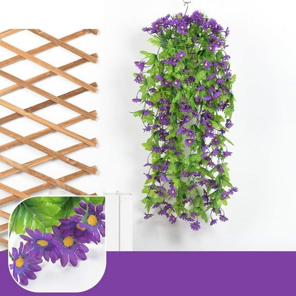 Clearance Under $5!Yyuenw Artificial Hanging Flowers, UV Resistant Fake Plastic Faux Hanging Plants Morning Daisy Vines for Indoor Outdoor Home Room Garden Porch Eave Wedding Wall Décor