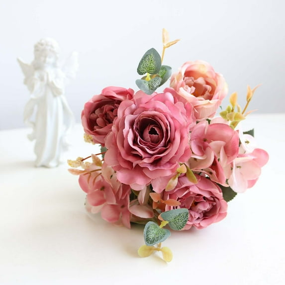 Clearance Under $5!Yyuenw Artificial Peony Silk Flowers Fake Peonies Bouquet Faux Peony Bouquet Fake Flower for Vase Silk Floral Arrangements for Table Centerpiece Wedding Decoration Indoor Home Decor