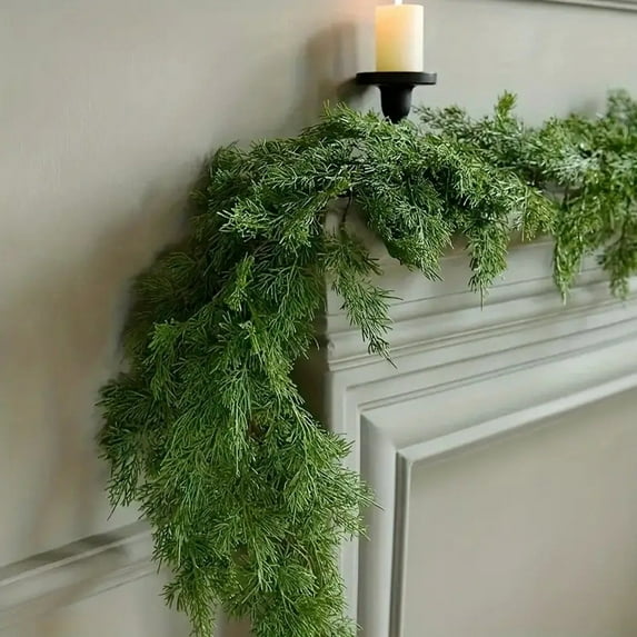 Yyuenw Artificial Pine Garlands for Mantle Real Touch Pine Greenery Garland Christmas Garlands for Table Wall Fireplace Indoor Outdoor Decoration