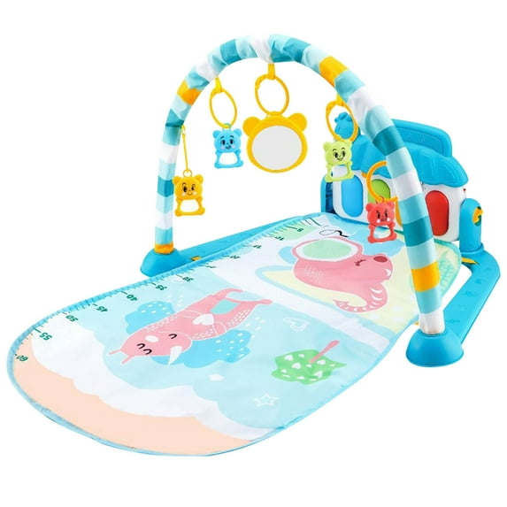 Yyuenw Babys Gym Play Mat, Babes Piano Play Mat with Music Light, Babys Plays Mats for Floor with Detachable Activity Toys, Non Slip Sensory Gyms Babes Mats with Hanging Rattles for Fitness