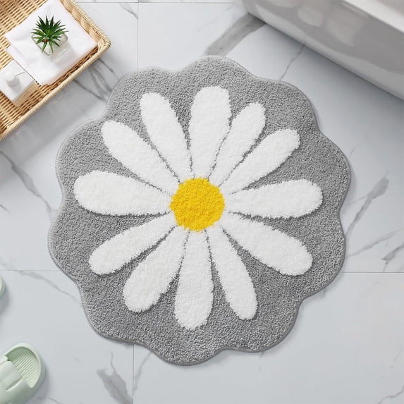 Yyuenw Bath Rug, Cute Bathroom Mats Flower Rugs Absorbent Non Slip Mats Soft Washable Rug Mats For Bedroom Kitchen Bathroom Toilet Floors 26 X 26 Inches, Home Decor
