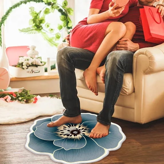 Yyuenw Bath Rug, Plain Flower Shape Easy Living Room Carpet Large Area Washable Bedroom Carpet Washable Home Absorbent Carpet, Home Decor