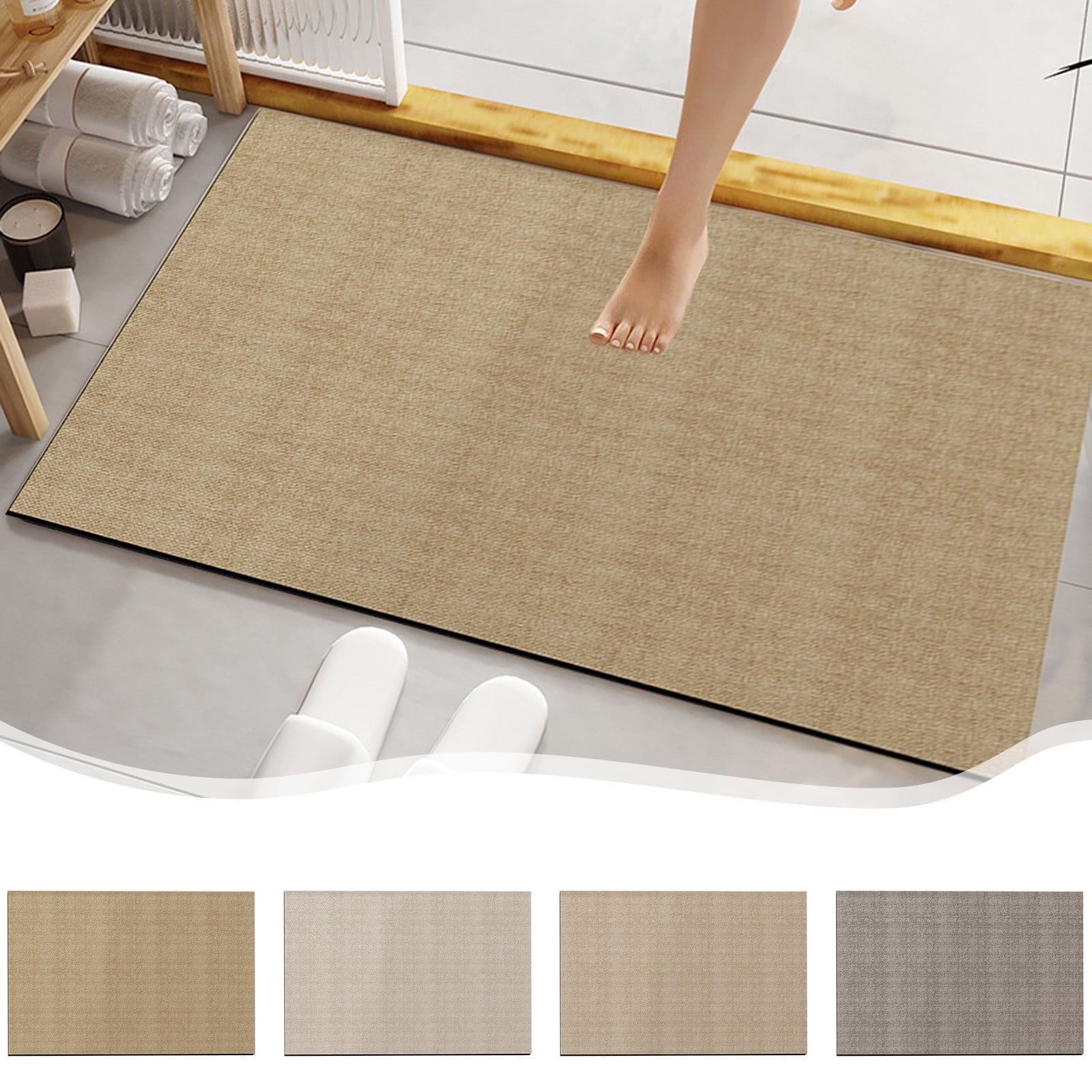 Yyuenw Bathroom Rugs, Luxurious Creamy Style Diatomite Mud Bathroom Mat ...