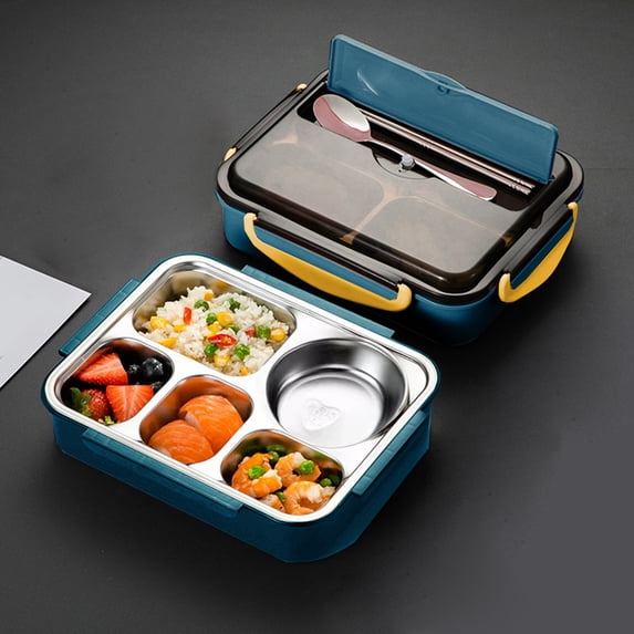 Yyuenw Bento Lunch Box with 5 Compartments, Stackable Stainless Steel Food Container Ideal for Microwave, Dishwasher & On-the-Go Meals