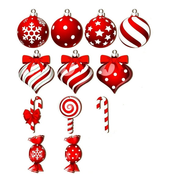 Yyuenw Candy Cane Christmas Tree Ornaments Set, Colorful Wooden Christmas Ornaments for Tree, New Year Party