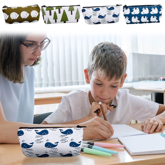 Yyuenw Canvas Pencil Case, Cute Printed Pencil Pouch, Portable Storage Pouch Ideal for Organizing Stationery, Cosmetics, and Toiletries