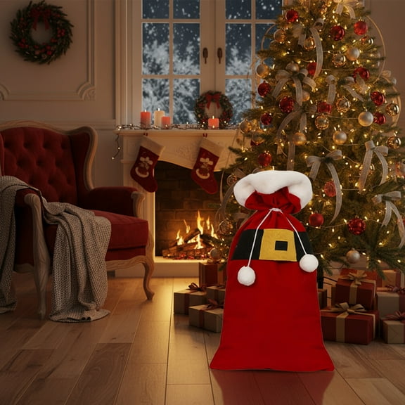 Yyuenw Christmas Candy Bag Red Cross Christmas Treat Bags with Drawstring Fabric Snack Wrapping Bags for Xmas Presents, Toys, and Storage