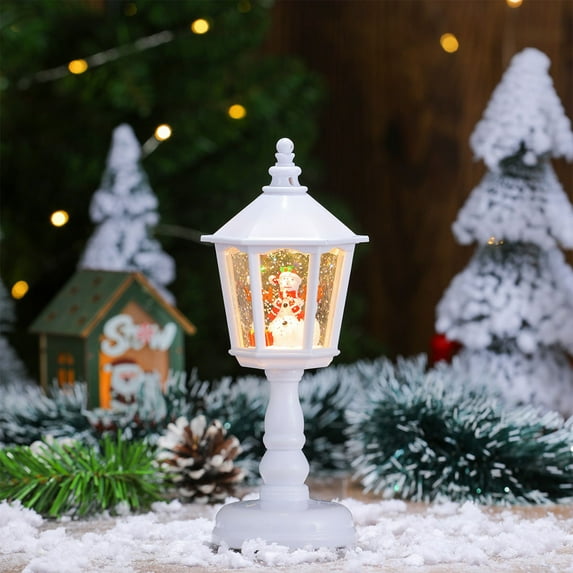 Yyuenw Christmas Table Lamp With Music Luminous Ornaments USB Operated Lighted Lantern for Christmas Festival Decoration Gifts Snowing Table Top Christmas Street Lamp Globes,Christmas Gift for home