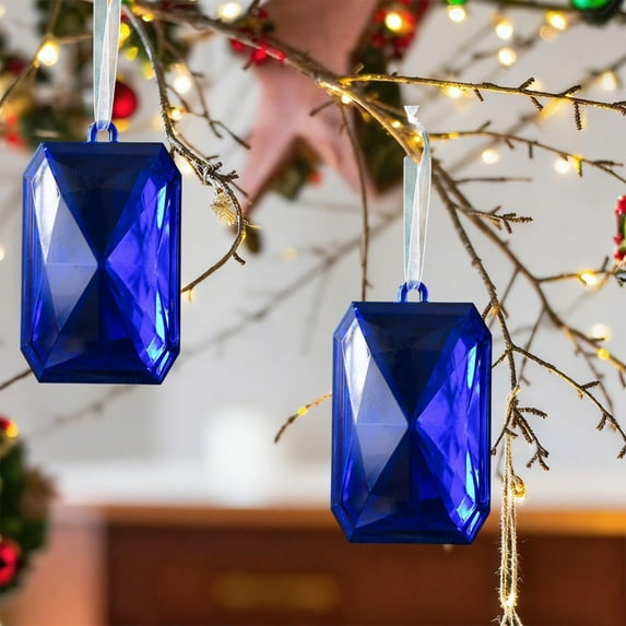 Yyuenw Christmas Ornaments Crystal Square Gemstones, Sparkly Crystal for Christmas Tree, Beautiful Ornaments for Women Girls, Winter Wedding Holiday Party Home Decor