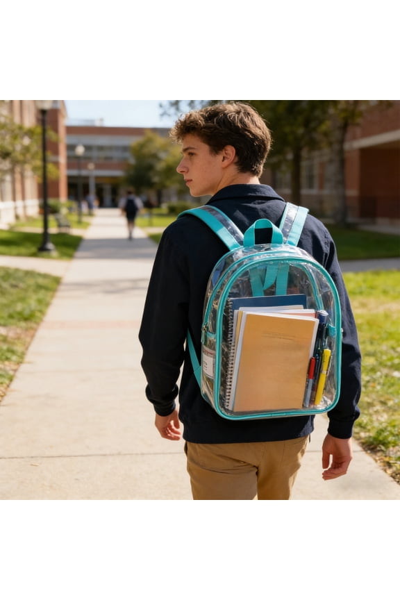 Clear Backpack with Padded Straps, Water-Resistant Bag for Commuting & Outdoor Events
