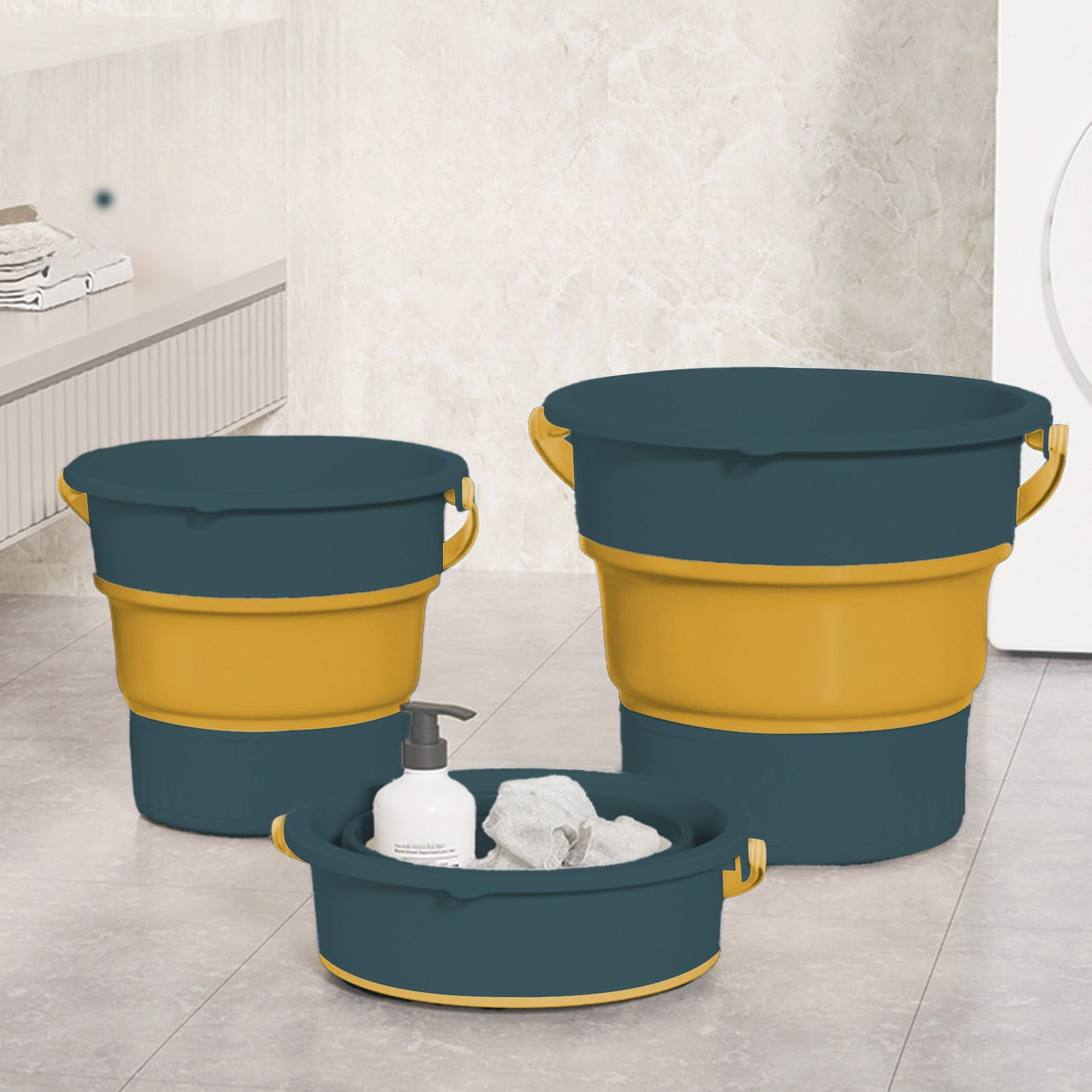 Yyuenw Collapsible Bucket-5L(1.3 Gallon) Household Cleaning Silicone ...