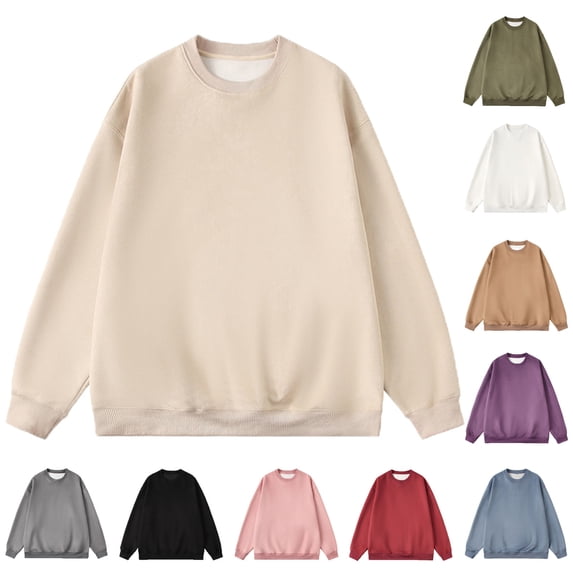 Chiccall Cotton Plus Size Sweatshirts for Men Crewneck Long Sleeve Solid Color Pullover Sweatshirts Casual Loose Fit Athletic Comfy Sweat Shirts