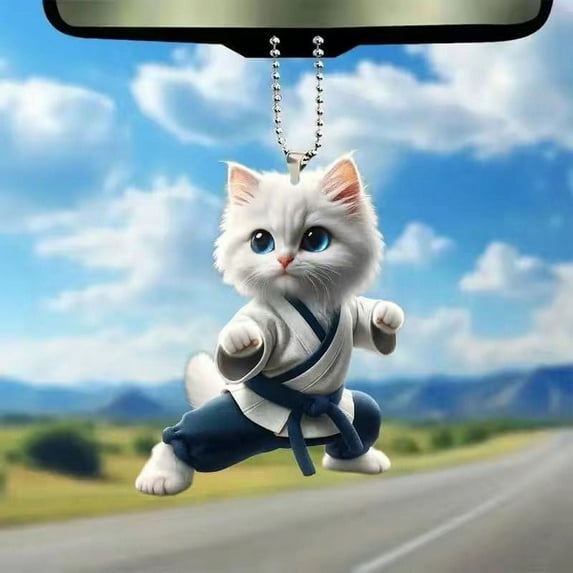 Yyuenw Cute Cat Car Hanging Ornament Acrylic Funny Kitty Car Interior Charms Accessories Gift for Men Women